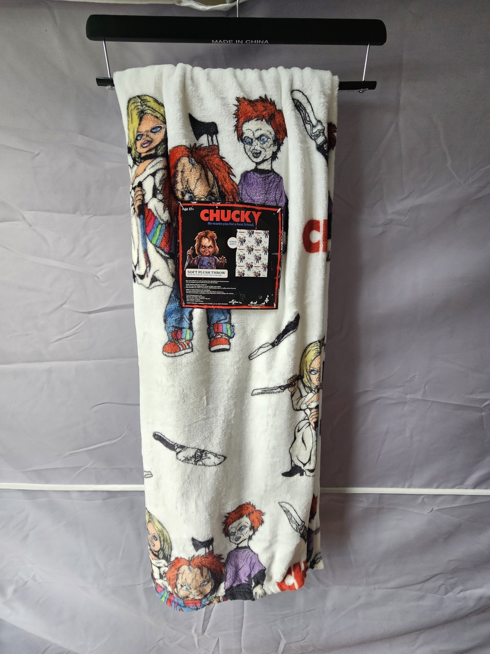 New Chucky Tiffany Glen Halloween Plush Throw Blanket White Spooky Horror 50x70